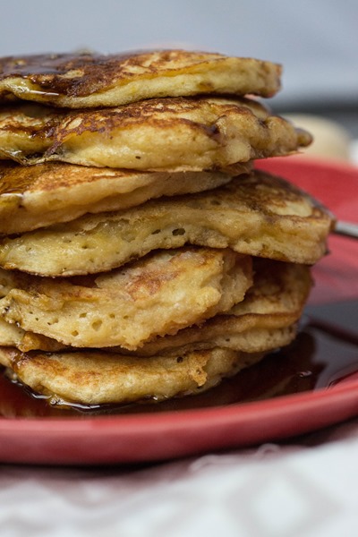 Fluffy blood orange greek yogurt pancakes make the best breakfast! We make them on the weekends and freeze some for the week:-)