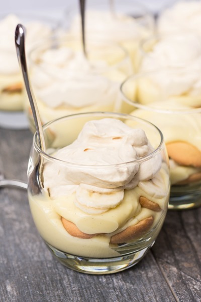 Banana pudding topped with PEANUT BUTTER whipped cream, holy cow!