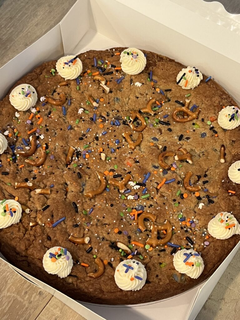 Seasonal Sweet & Salty Halloween Cookie Cake